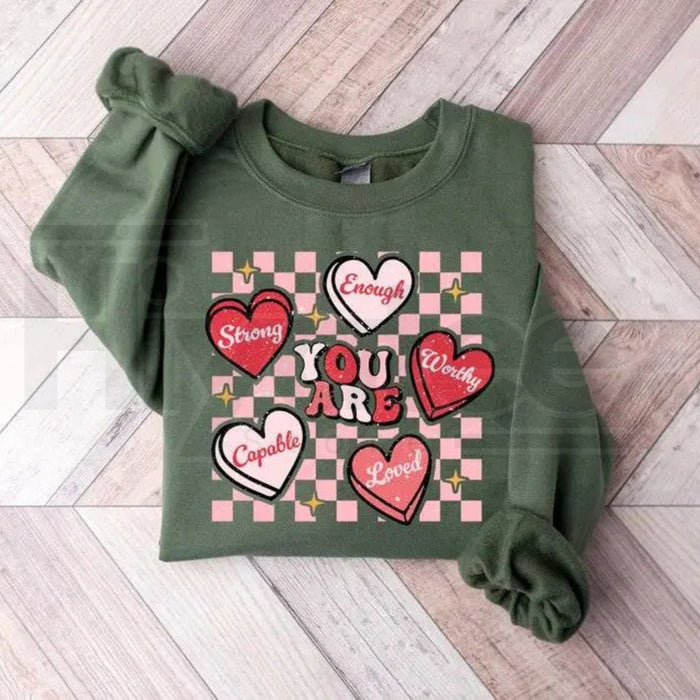 Retro "You Are Loved" Teacher Valentine Sweatshirt: Cute Heart Back to School Sweater