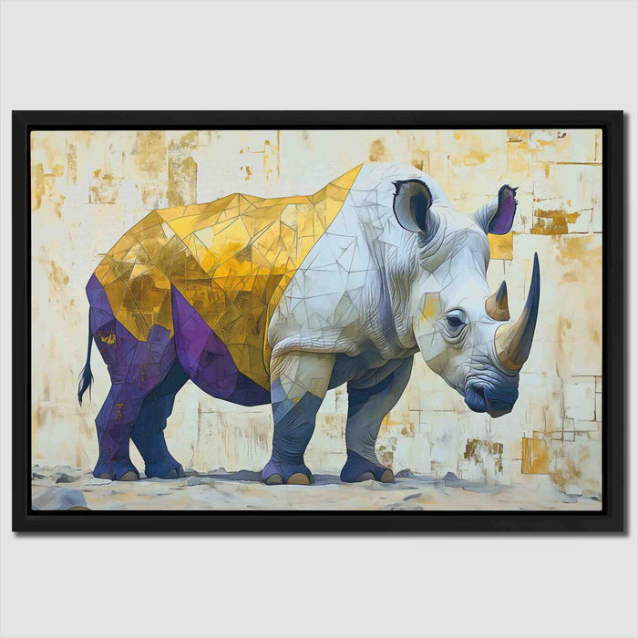 Rhino Standing - Gold Animals Canvas Print