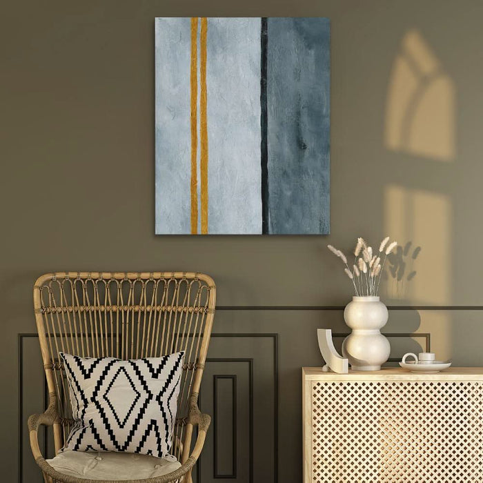 Road Abstract - Gray Blue Wall Art in Black Frame