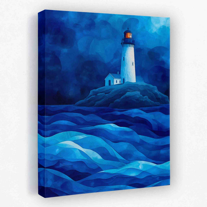Royal Blue Lighthouse - Beach Canvas Wall Art