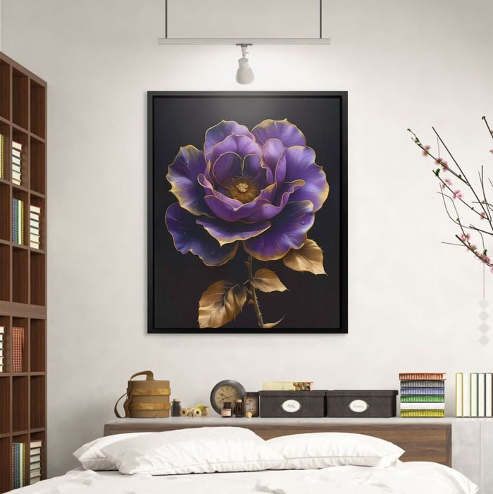 Royal Petals - Contemporary Wall Art in Black Frame