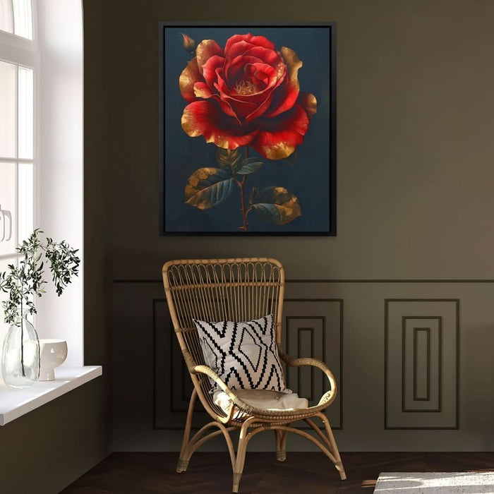 Royal Red Rose - Nature Wall Art in Black Frame