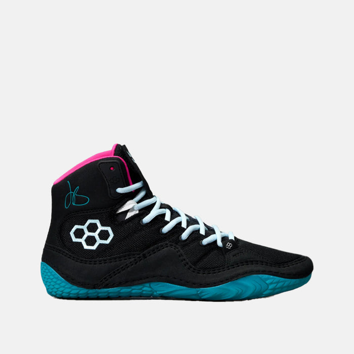 Side view of the Rudis JB1 Adult Wrestling Shoes, South Beach.