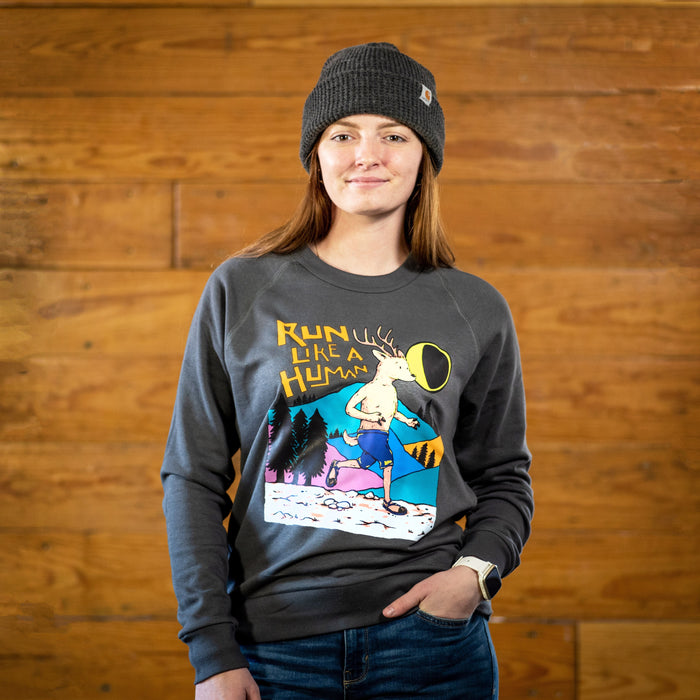 "Run Like a Human" - Lightweight French Terry Pullover - worn by model