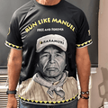"RUN LIKE MANUEL" SHIRT - TRUE MESSAGES DONATION - front, worn