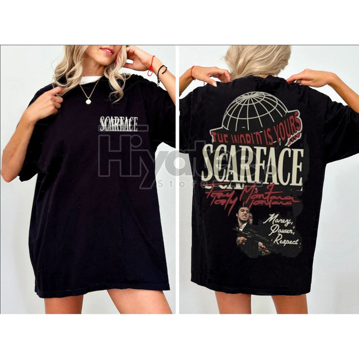 Scarface "The World Is Yours" Classic T-Shirt – Tony Montana Two-Sided Graphic Tee