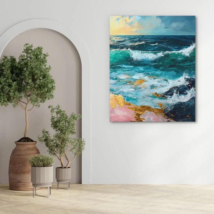 Seaside View - Blue Beach House Canvas Print