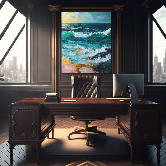 Seaside View - Abstract Blue Canvas Wall Art