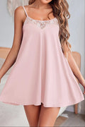 Sheer Lace Patchwork Camisole Nightgown Dress