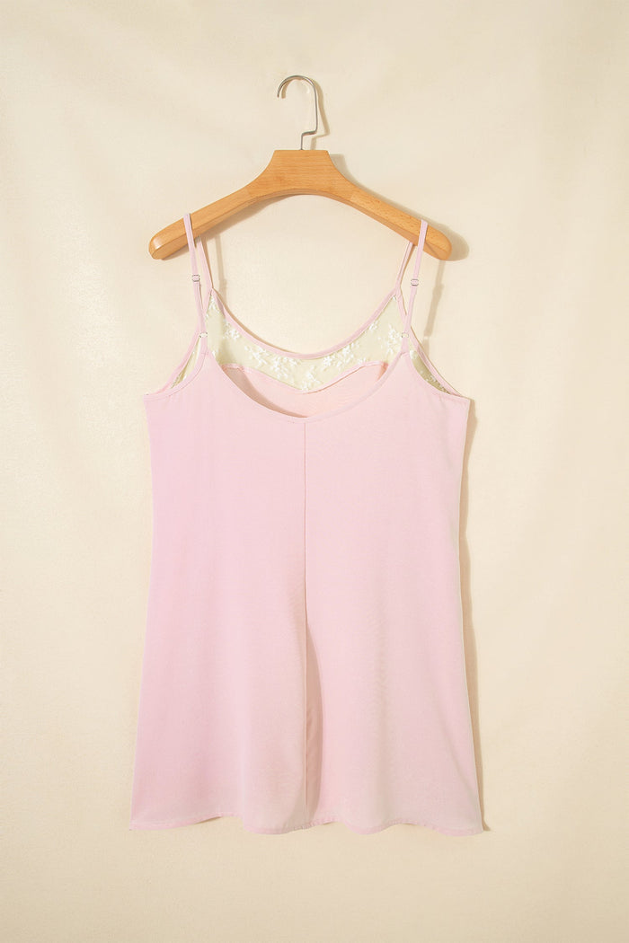 Sheer Lace Patchwork Camisole Nightgown Dress