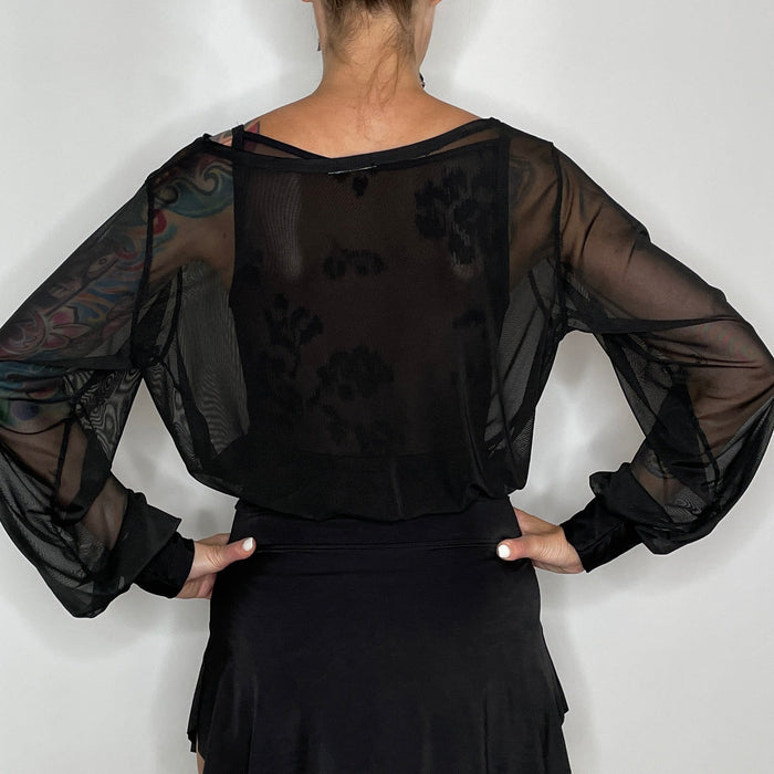 Sheer Mesh Pullover Top / Ballet Warm Up Top / Black Mesh Pullover