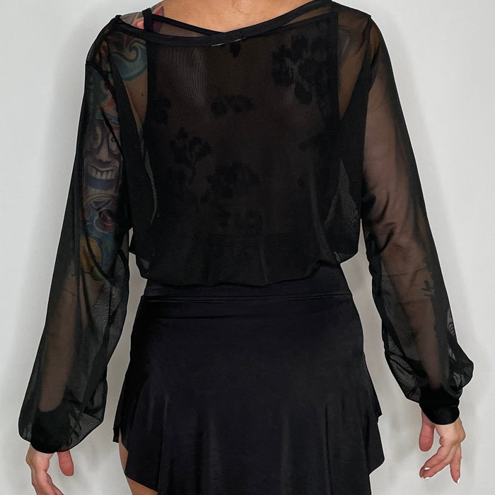 Sheer Mesh Pullover Top / Ballet Warm Up Top / Black Mesh Pullover
