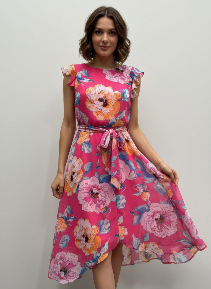 Shelby & Palmer Floral Ruffled Sleeve Dress