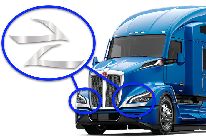 Short Headlight Chrome Trims Set 2022+ Kenworth T680 Next Gen