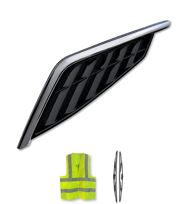 Side Hood Grille Vent Black with Chrome Stripe Driver 2025+ Volvo VN VNL New