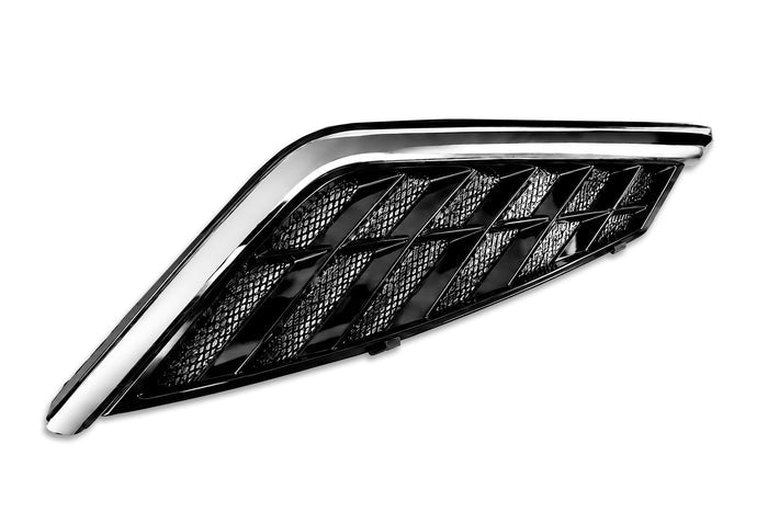 Side Hood Grille Vent Black with Chrome Stripe Driver 2025+ Volvo VN VNL New