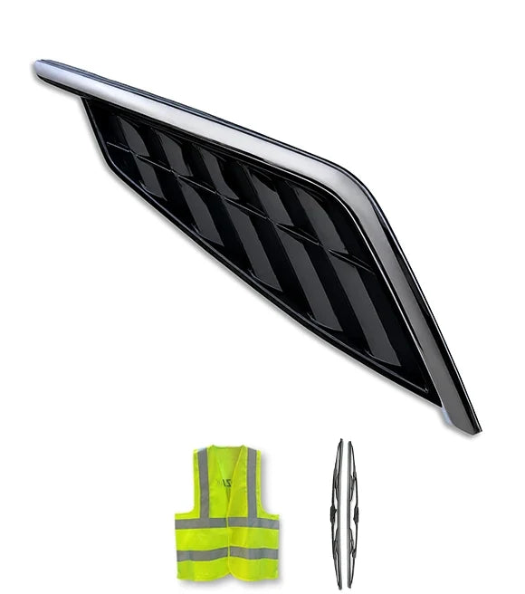 Side Hood Grille Vent Black with Chrome Stripe Passenger 2025+ Volvo VN VNL New