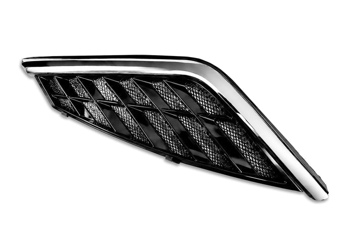 Side Hood Grille Vent Black with Chrome Stripe Passenger 2025+ Volvo VN VNL New