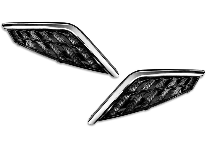 Side Hood Grille Vents Black with Chrome Stripe Set 2025+ Volvo VN VNL New