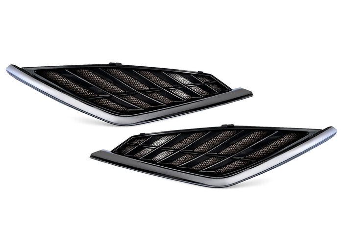 Side Hood Grille Vents Black with Chrome Stripe Set 2025+ Volvo VN VNL New