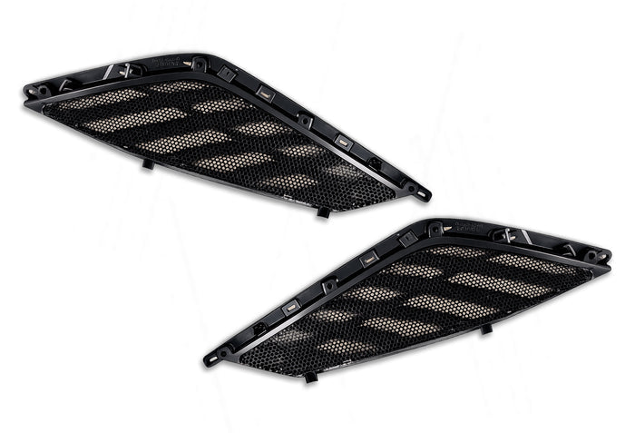 Side Hood Grille Vents Black with Chrome Stripe Set 2025+ Volvo VN VNL New