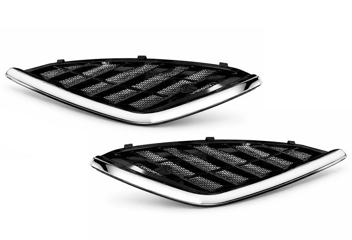 Side Hood Grille Vents Black with Chrome Stripe Set 2025+ Volvo VN VNL New