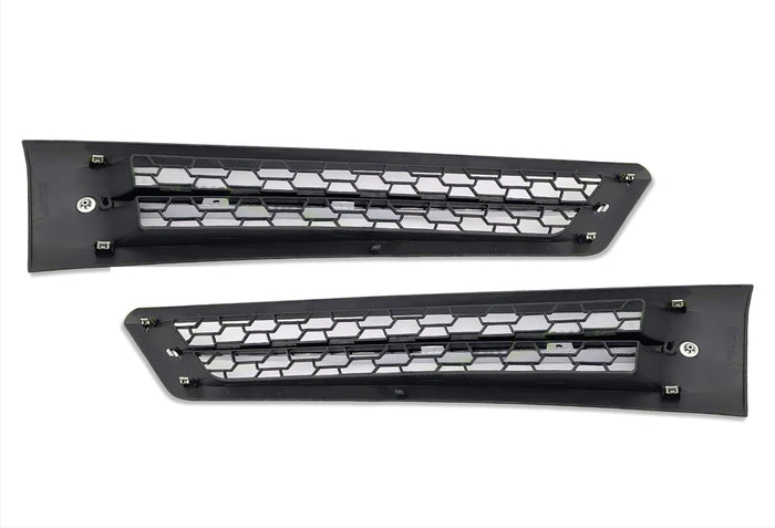 Side Hood Vents Black with Chrome Stripe Set 2018+ Freightliner Cascadia 116 126