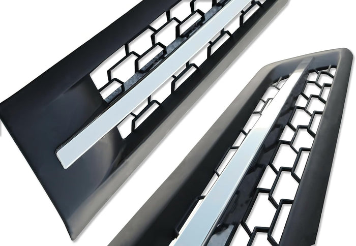 Side Hood Vents Black with Chrome Stripe Set 2018+ Freightliner Cascadia 116 126