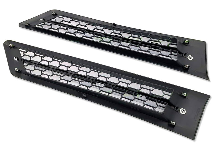 Side Hood Vents Black with Chrome Stripe Set 2018+ Freightliner Cascadia 116 126