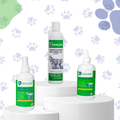 Healers pet care products: Conditioning Tea Tree Oil Shampoo, Skin and Coat Grooming Solution for healthy fur, and gentle Eye & Ear Wash.