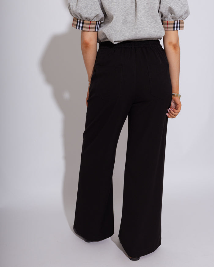 Sleek High-Rise Black Denim Trousers