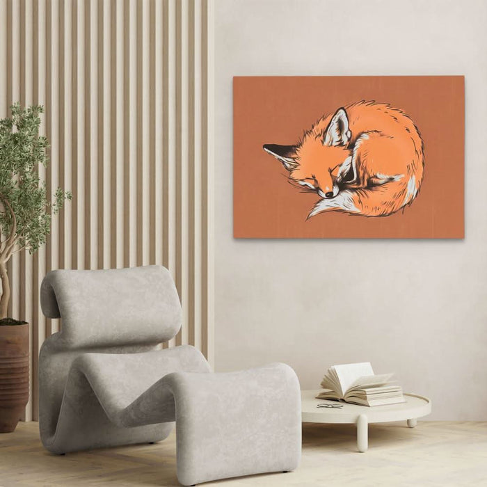Sleeping Fox - Brown Wall Art for Living Room