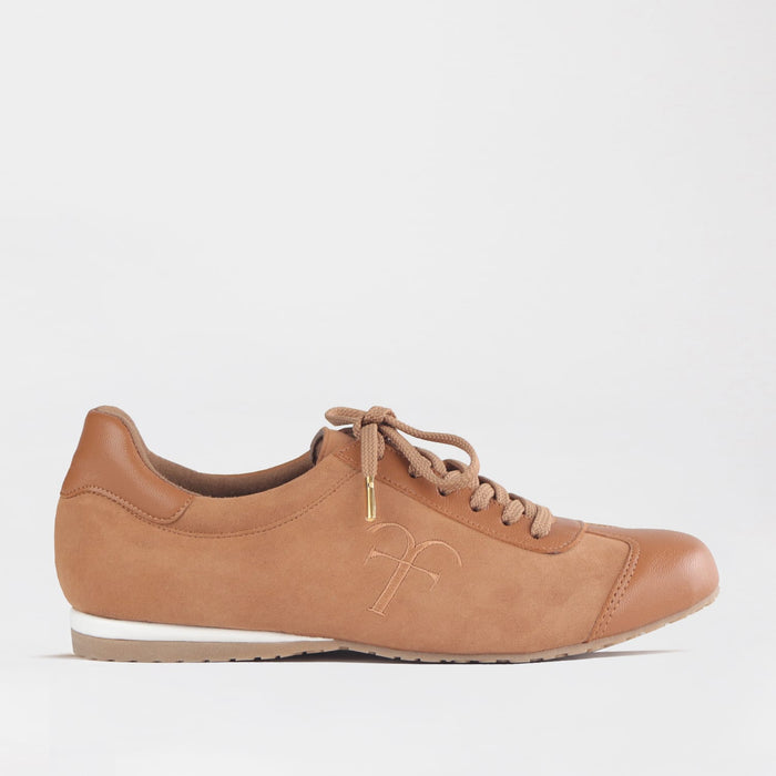 Froggie Shoes Shoes 13079 / Tan Multi / C37 Froggie Women's Slimline Sneaker lace up - Tan Suede and Leather - 13079