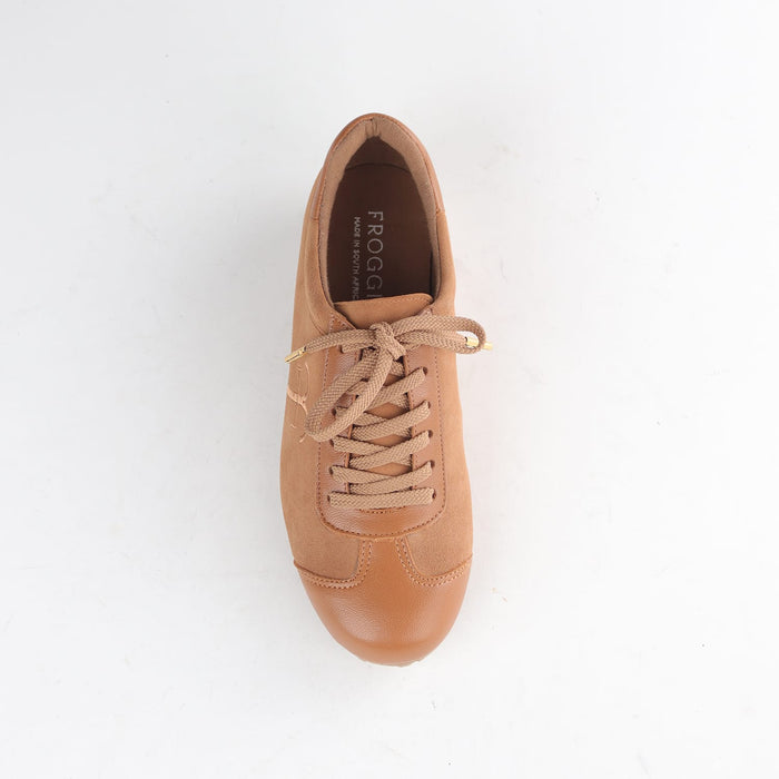 Froggie Shoes Shoes Froggie Women's Slimline Sneaker lace up - Tan Suede and Leather - 13079