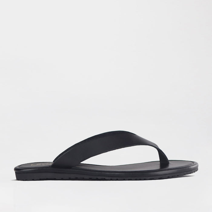 Froggie Women's Slip Slop Sandal-Black Leather - 13001 - side.