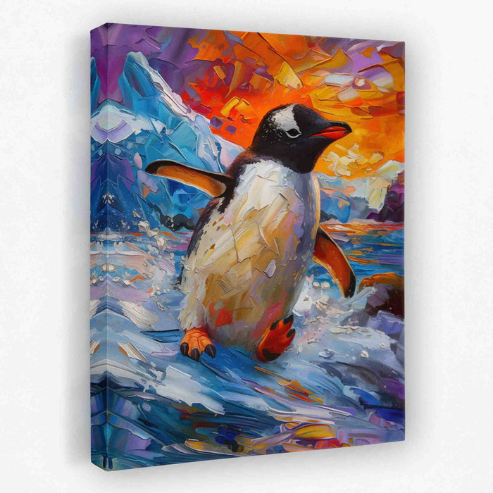 Slippery Penguin - Animals Canvas Wall Art