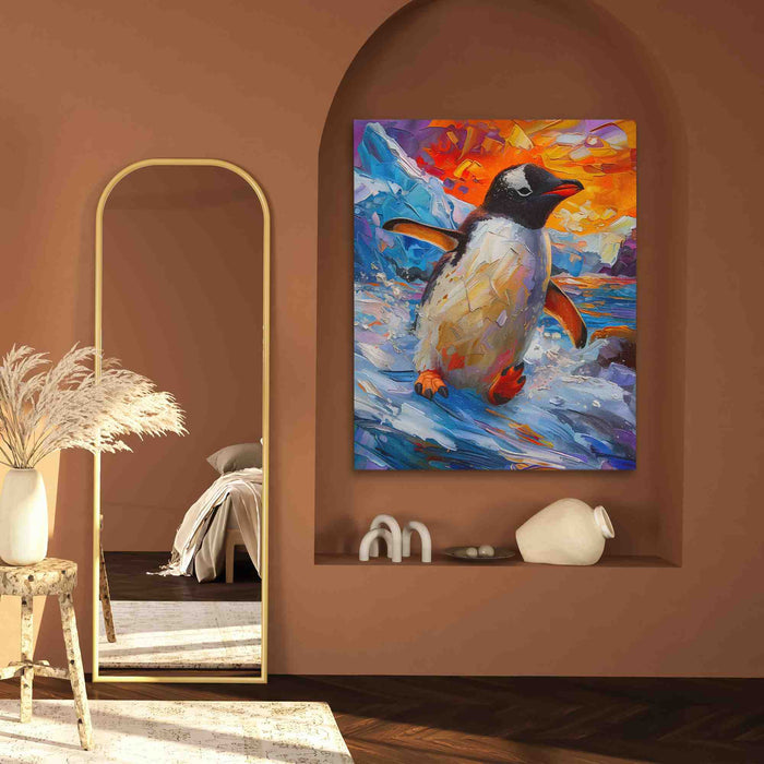 Slippery Penguin - Wall Art in Black Frame