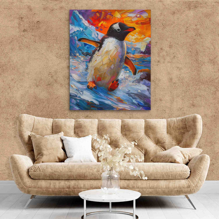 Slippery Penguin - Antarctica Canvas Print