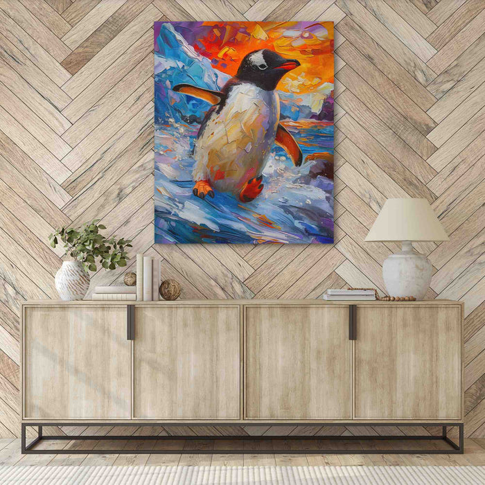 Slippery Penguin - Large Canvas Print
