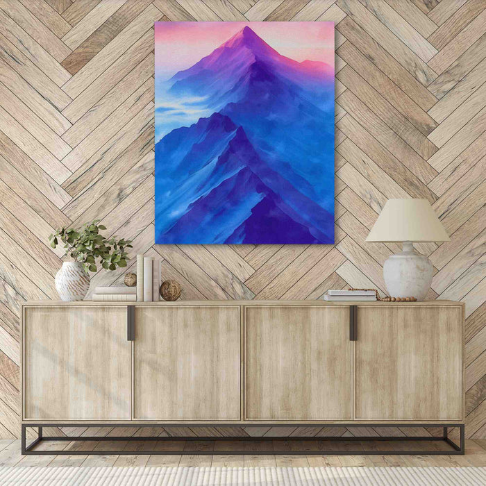 Soft Peaceful Mountains - Large Watercolor Canvas Print