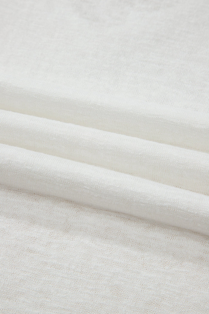 Solid Hollowed Lace Trim V-Neck T-Shirt