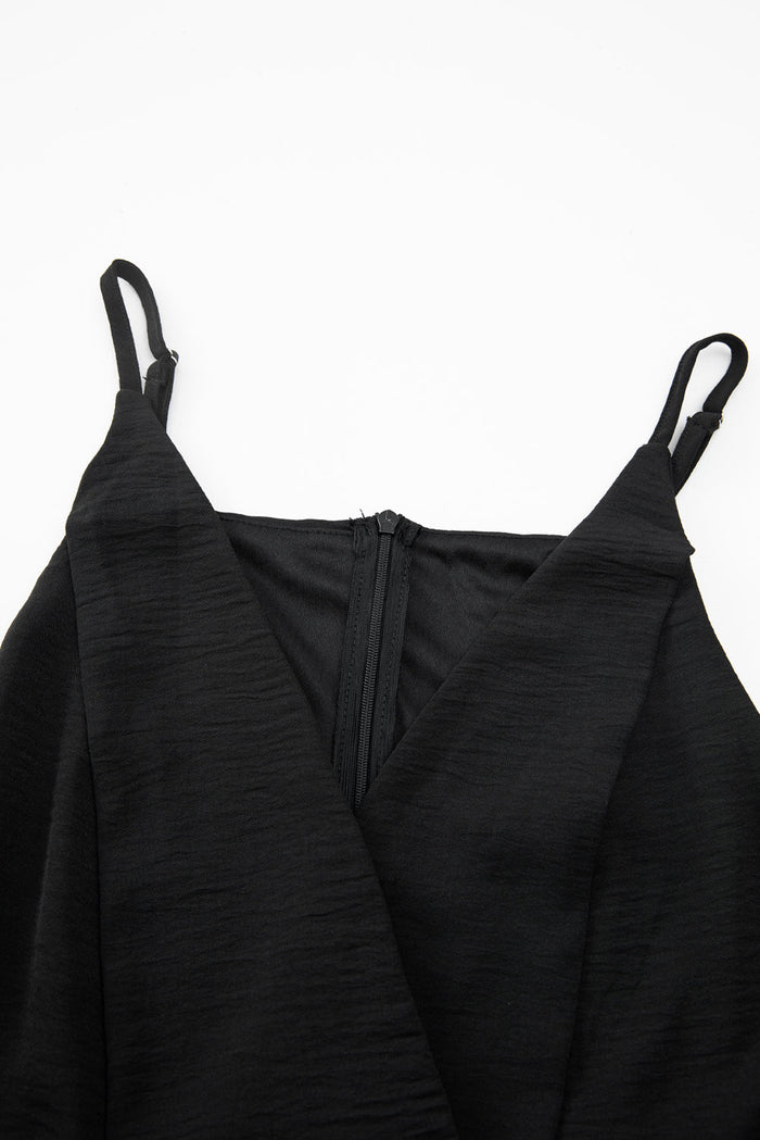 Solid Spaghetti Strap Wide Leg Drawstring Jumpsuit