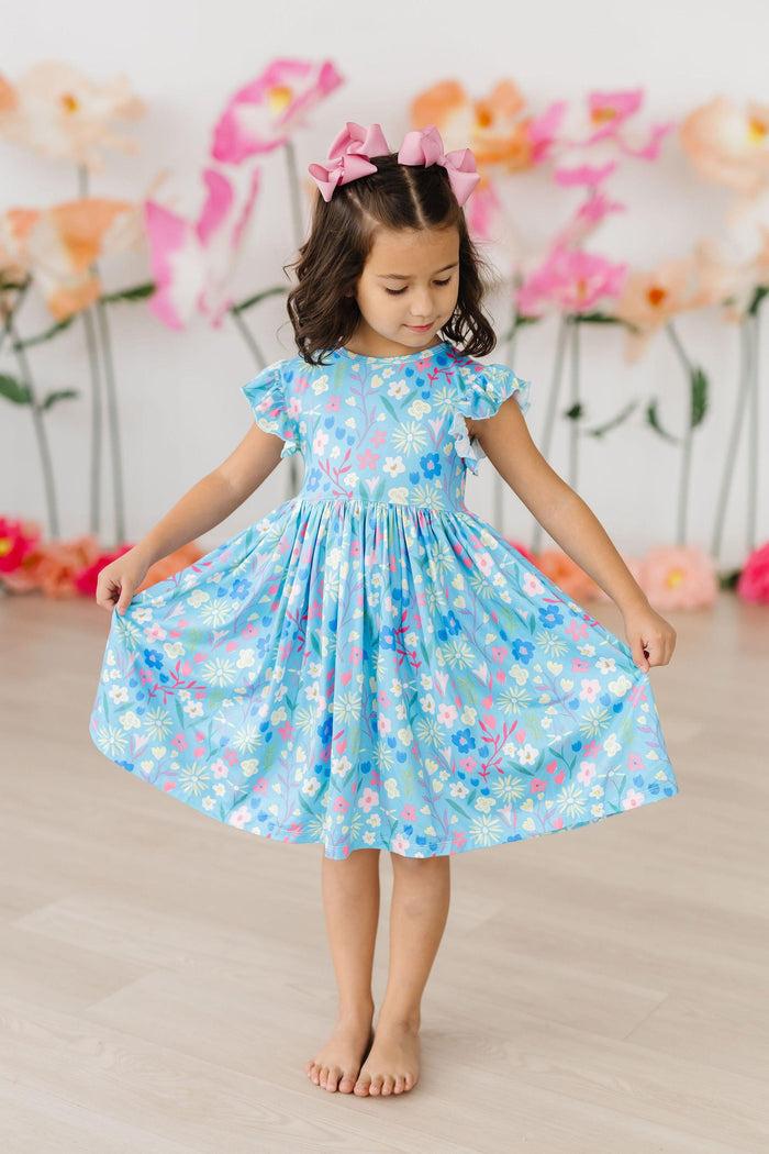 Springtime Flutter Sleeve Twirl Dress