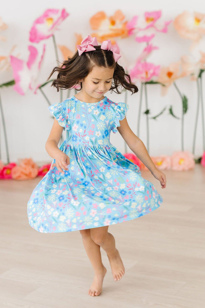 Springtime Flutter Sleeve Twirl Dress