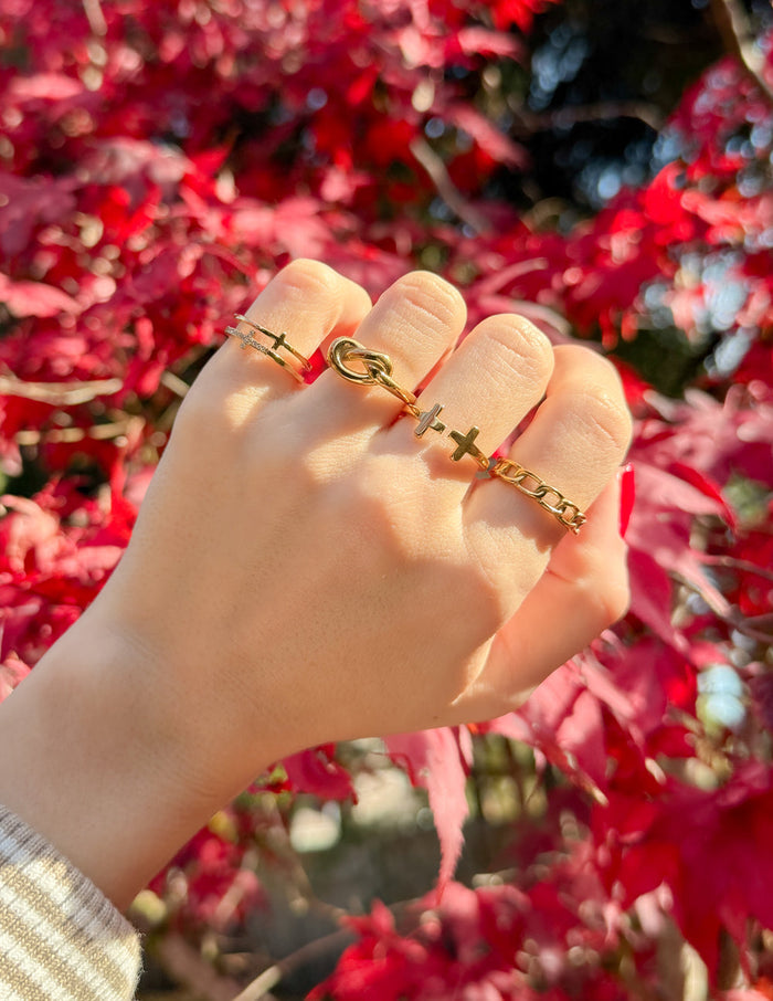 Stacked Cross Gem Ring