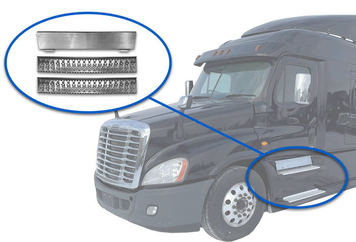 Steps 37.5" & Step Skirt of Front Side Fairing Aluminum Metal Set Driver 2008-2017 Freightliner Cascadia 125