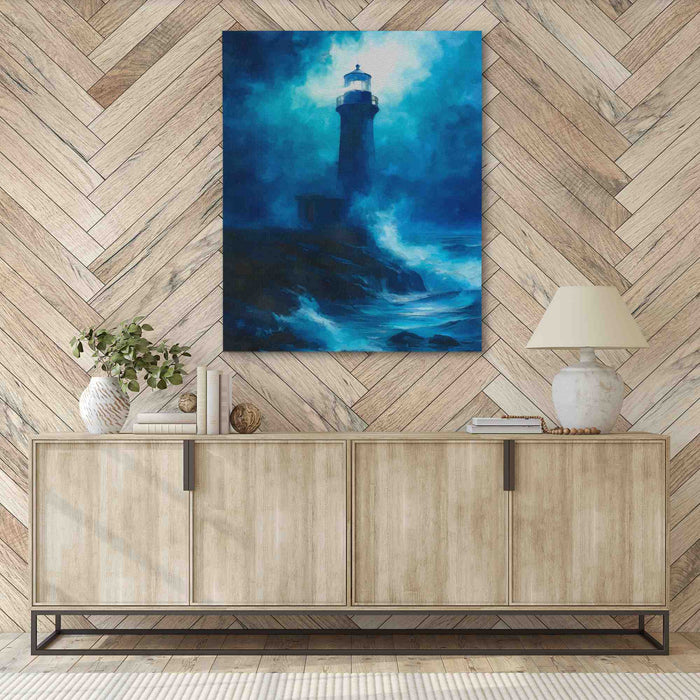 Stormy Wave - Blue Canvas Wall Art