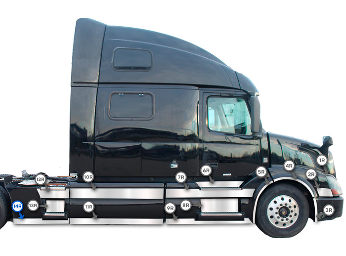 Stripe Chrome Trim for Rear Step Fairing Panel 33" (85 cm) Passenger Side (14R) 2004-2017 Volvo VNL