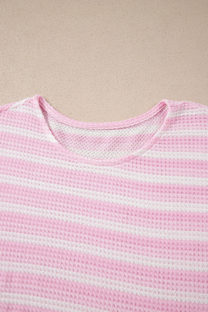Stripe Waffle Knit Short Sleeve T-Shirt