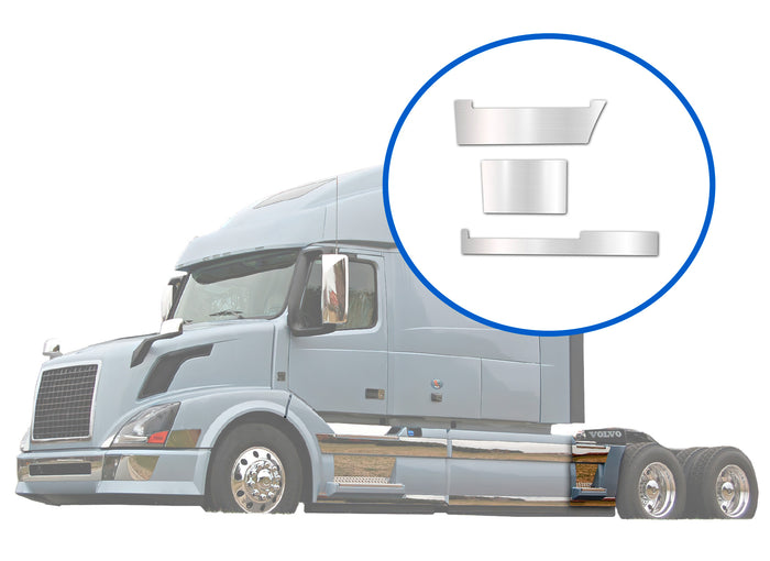 Stripes Chrome Trim Set for Rear Step Fairing Panel 37" (95 cm) Driver Side (12L, 13L, 14L)  2004-2017 Volvo VNL